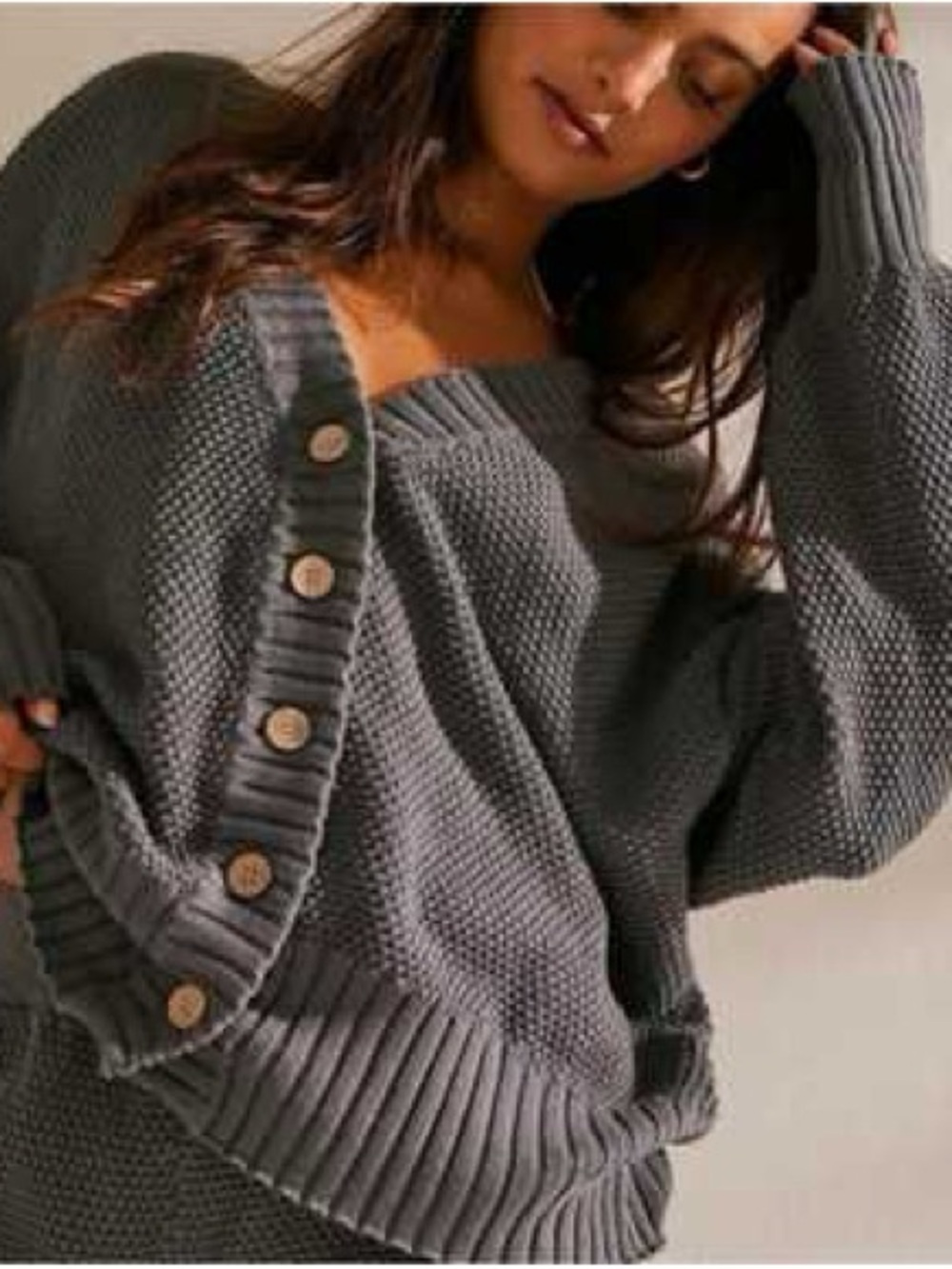 NWOT FREE PEOPLE BEACH Hailee Cardi Set *TOP ONLY* | Grey MSRP $128 Size M